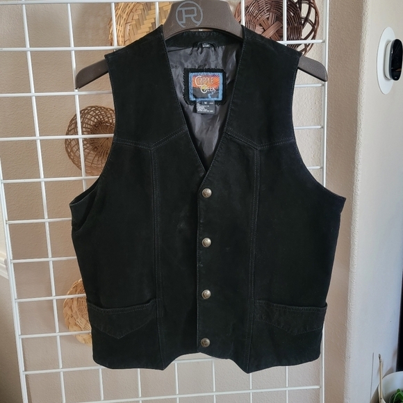 Cripple Creek Other - Cripple Creek Black Suede Leather Vest Sz M